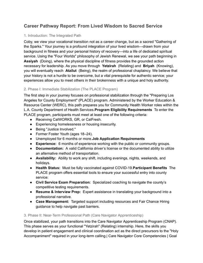Career Pathway Report preview